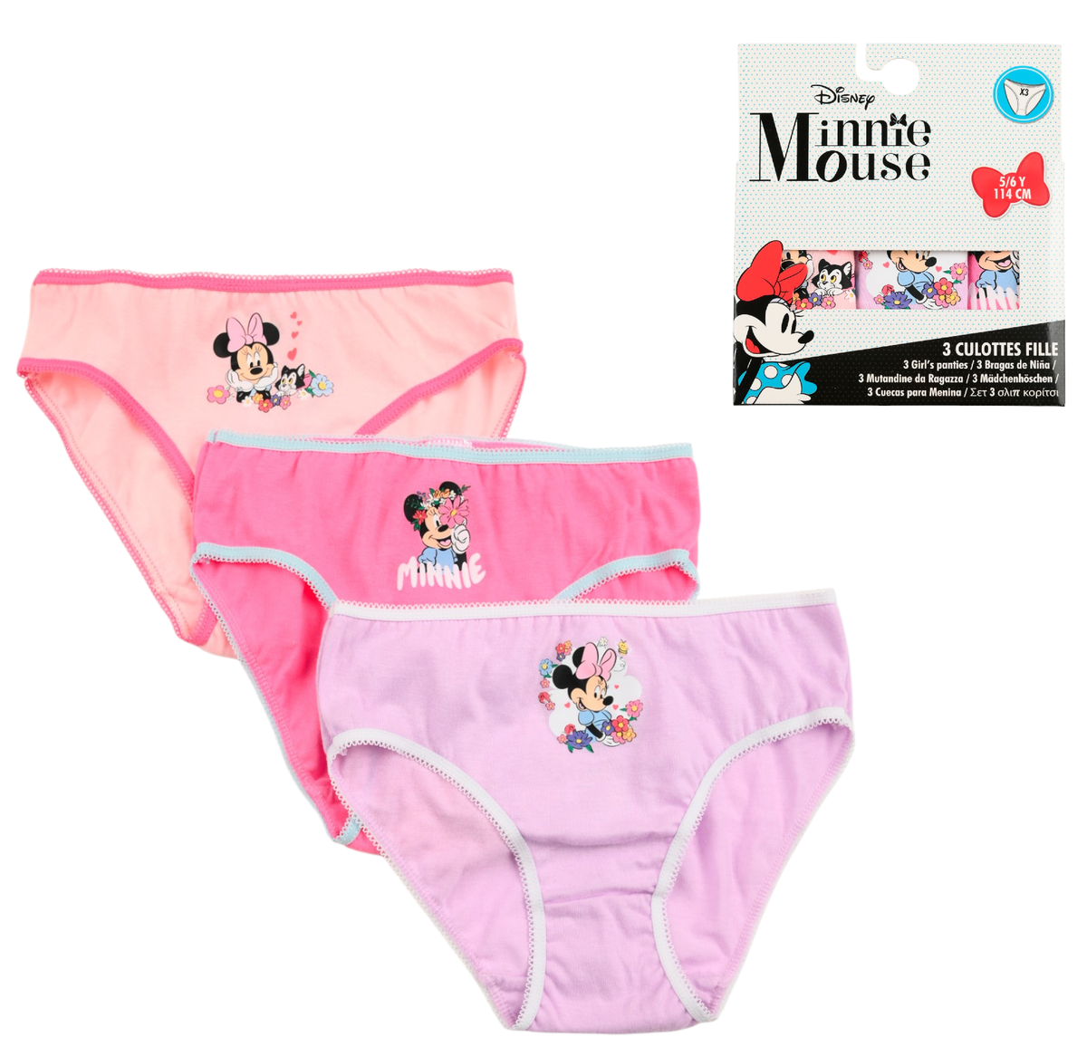 Mutandine Set 3 Pezzi Minnie DISNEY Slip in Cotone in Scatola 3/8 Anni- Ez30029