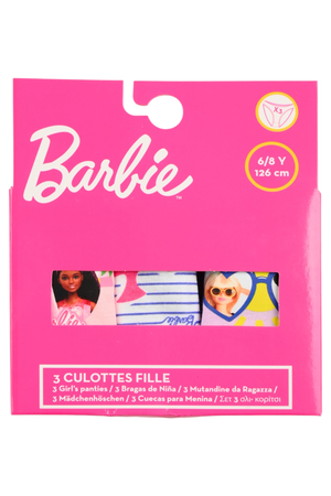 Mutandine Set 3 Pezzi Barbie Mattel Slip in Cotone in Scatola 4/10 Anni- Ez30006