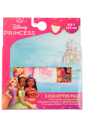 Mutandine Set 3 Pezzi Principesse DISNEY Slip in Cotone in Scatola 3/8 Anni- Ez30011