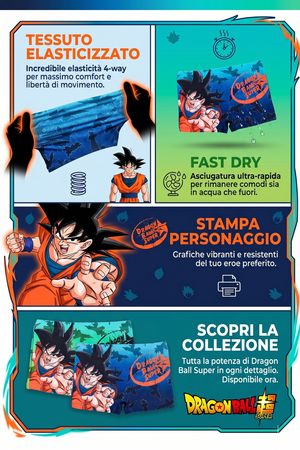 Costume da Bagno Dragon Ball Super Modello Parigamba Boxer Mare Piscina Bambino - Ez18179blu
