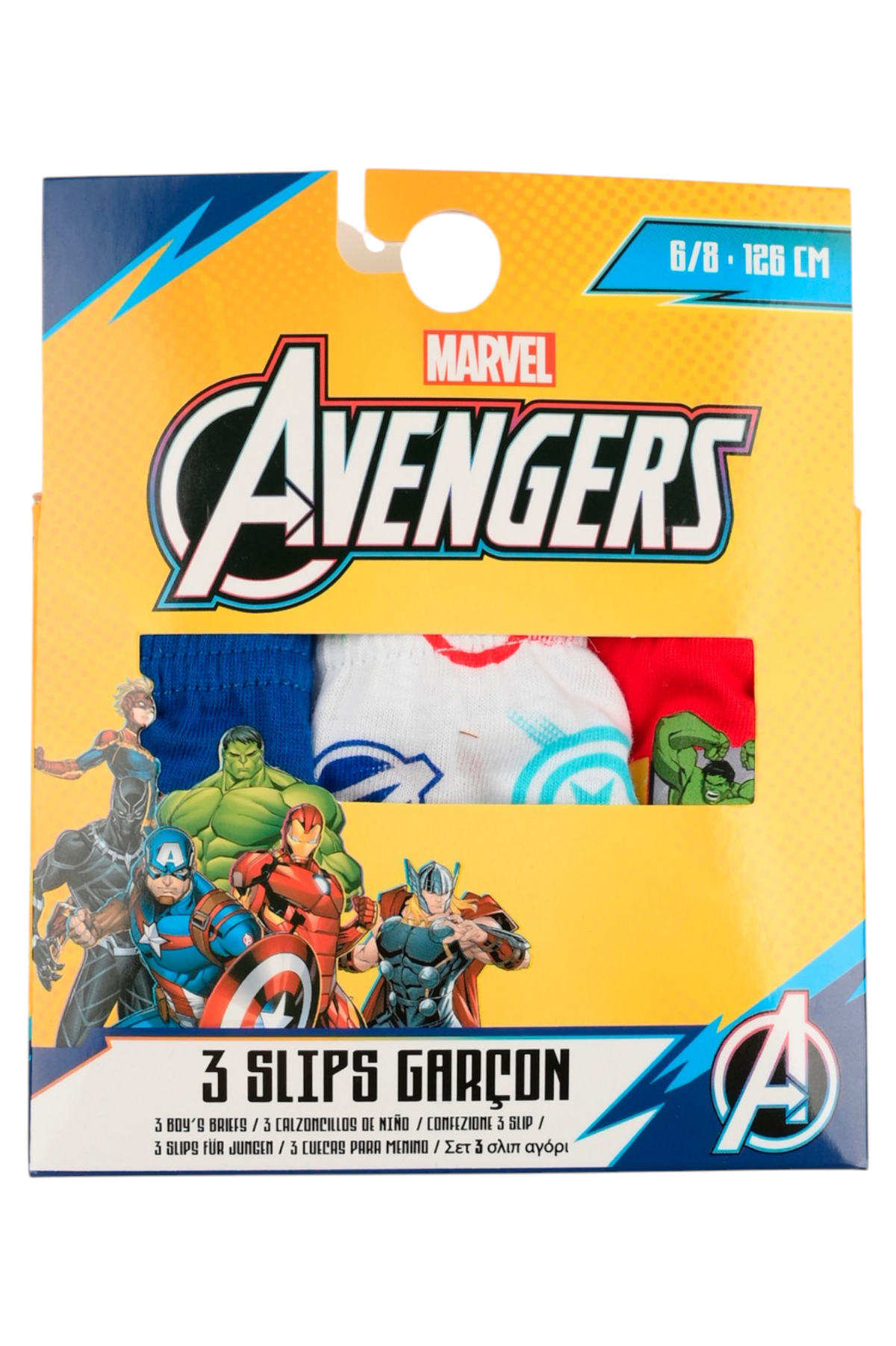 Mutandine Set 3 Pezzi Avengers MARVEL Slip in Cotone in Scatola 4/10 Anni- Ez30020