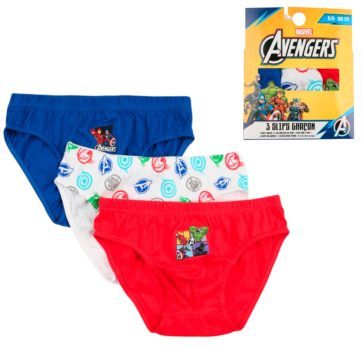 Mutandine Set 3 Pezzi Avengers MARVEL Slip in Cotone in Scatola 4/10 Anni- Ez30020