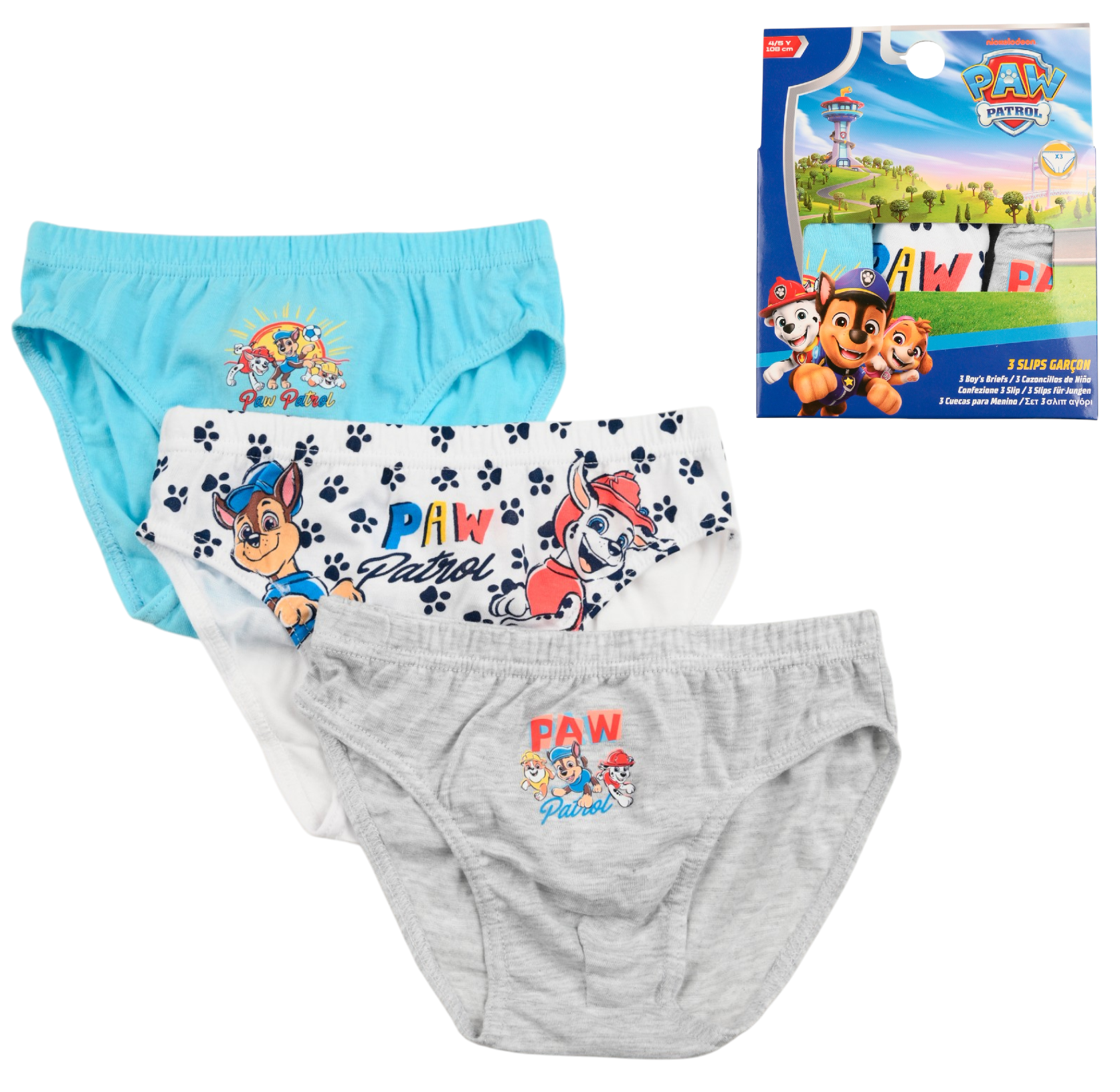 Mutandine Set 3 Pezzi Paw Patrol Slip in Cotone in Scatola 3/6 Anni- Ez30027