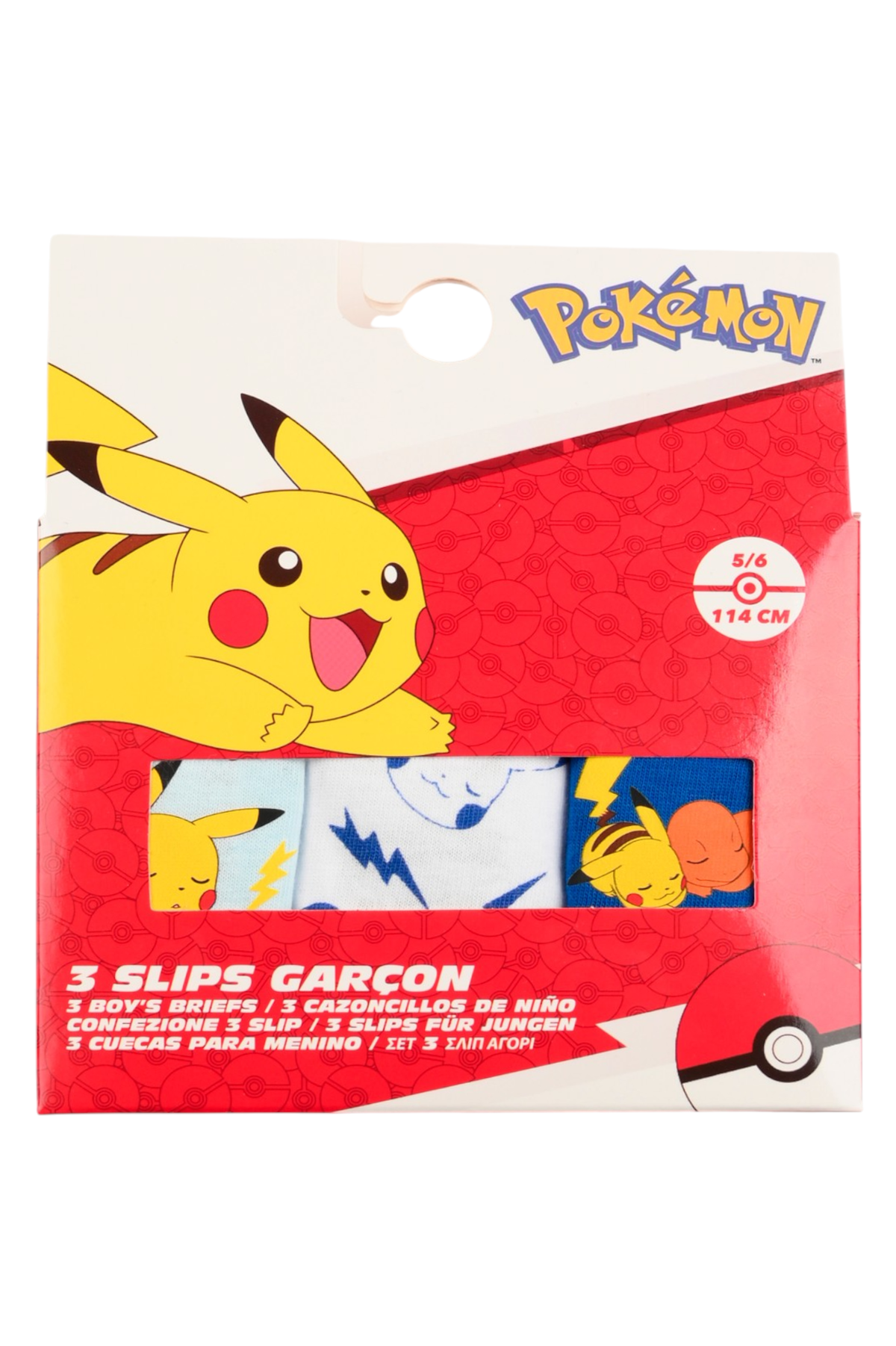 Mutandine Set 3 Pezzi Pikachu Pokemon Slip in Cotone in Scatola 3/6 Anni- Ez30004
