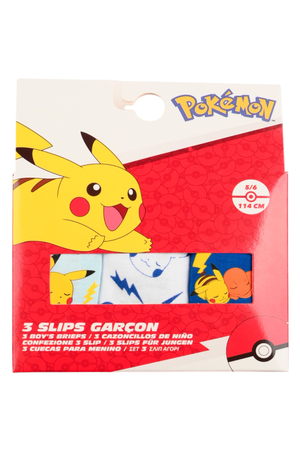 Mutandine Set 3 Pezzi Pikachu Pokemon Slip in Cotone in Scatola 3/6 Anni- Ez30004