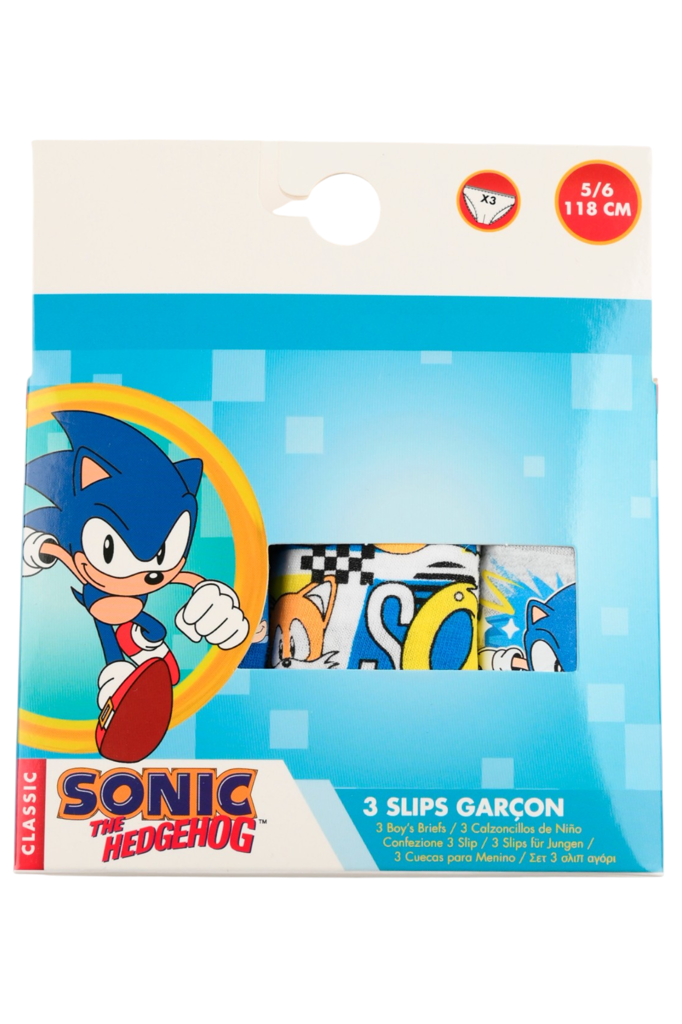 Mutandine Set 3 Pezzi Sonic Slip in Cotone in Scatola 3/8 Anni- Ez30032