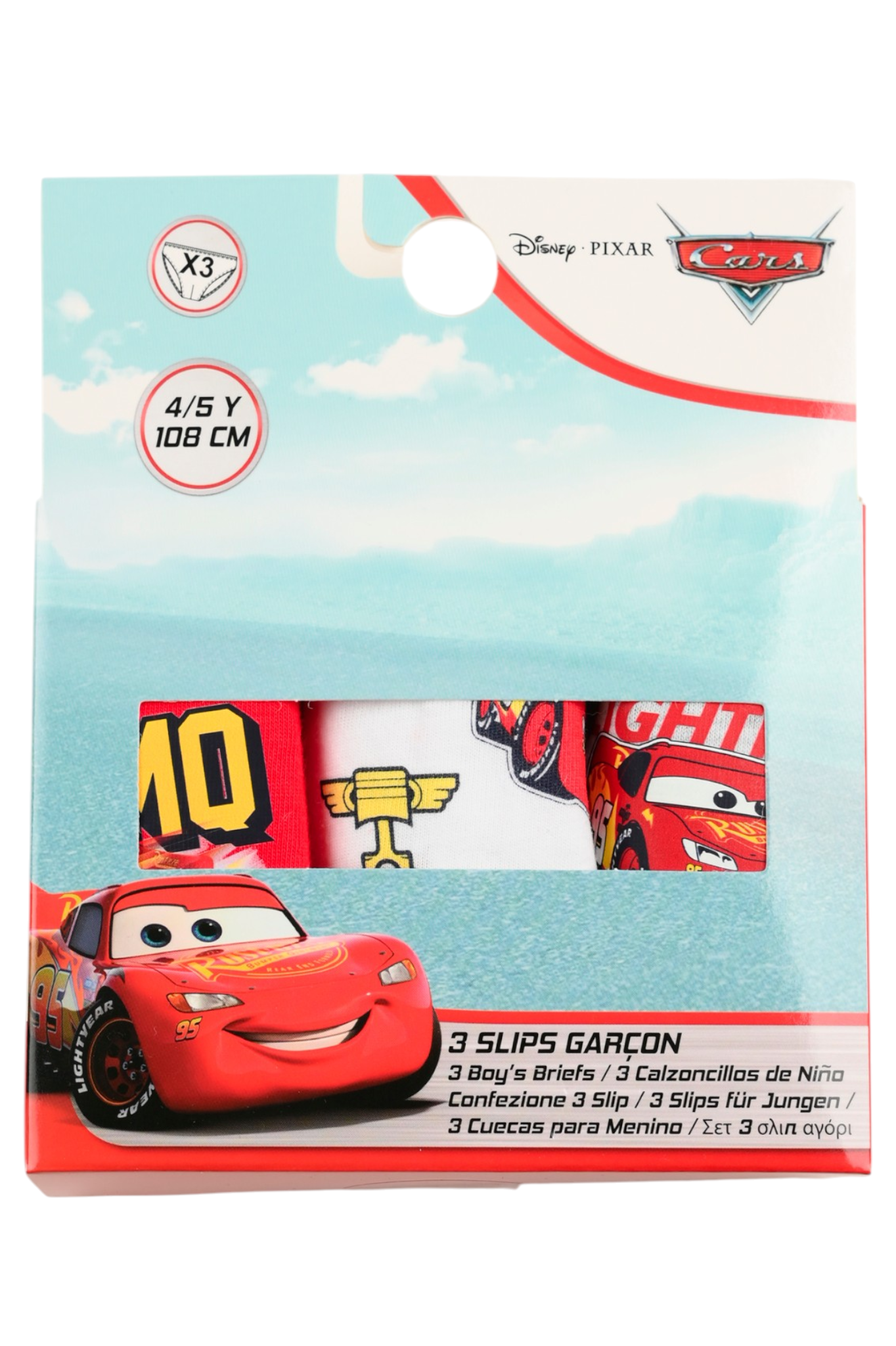 Mutandine Set 3 Pezzi Cars DISNEY Slip in Cotone in Scatola 3/6 Anni- Ez30023