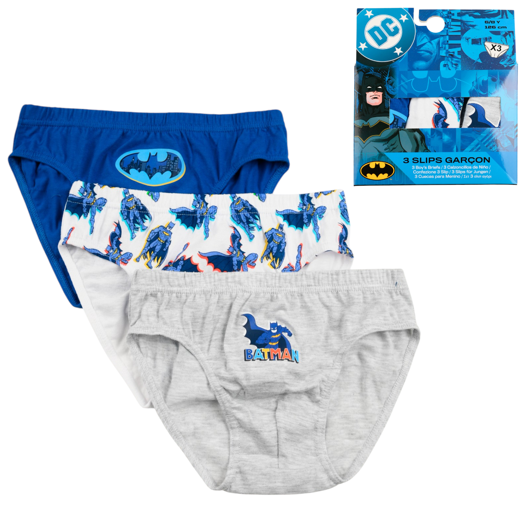 Mutandine Set 3 Pezzi Batman Slip in Cotone in Scatola 4/10 Anni- Ez30040