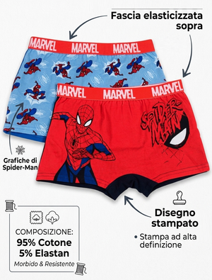 Boxer Set 2 Pezzi Spiderman MARVEL Mutande in Cotone 3/8 Anni - Ez30039/1