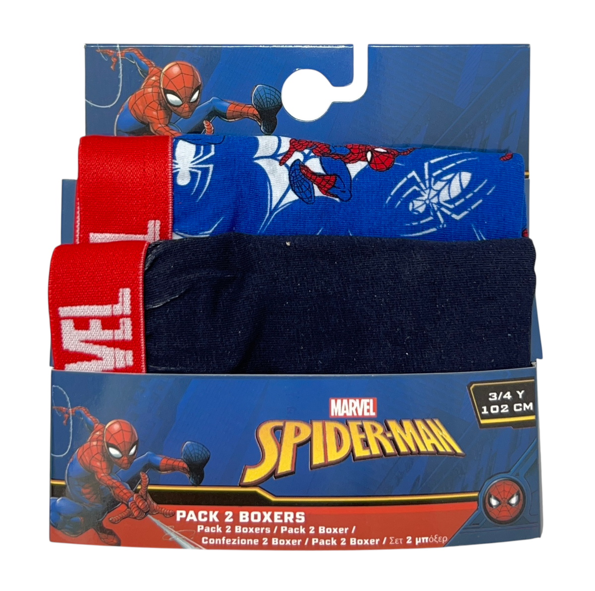 Boxer Set 2 Pezzi Spiderman MARVEL Mutande in Cotone 3/8 Anni - Ez30039/2
