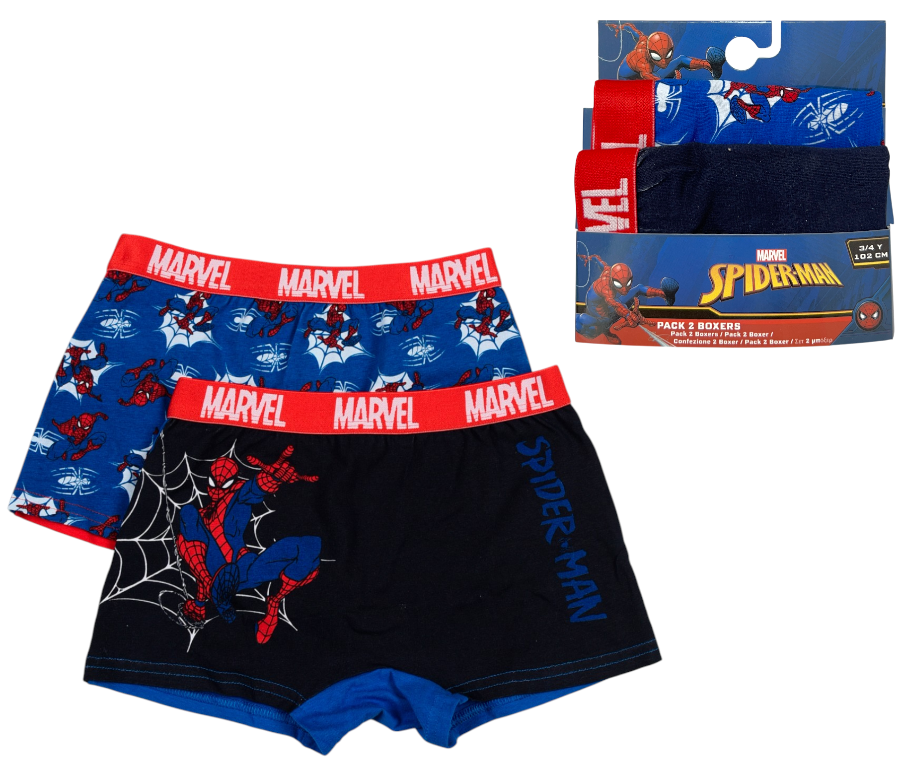 Boxer Set 2 Pezzi Spiderman MARVEL Mutande in Cotone 3/8 Anni - Ez30039/2