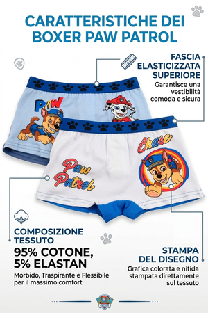 Boxer Set 2 Pezzi Paw Patrol Mutande in Cotone 3/6 Anni - Ez30028/1