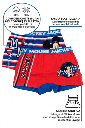 Boxer Set 2 Pezzi Topolino DISNEY Mutande in Cotone 3/6 Anni - Ez30026/1