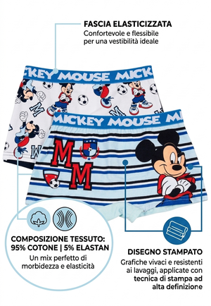 Boxer Set 2 Pezzi Topolino DISNEY Mutande in Cotone 3/6 Anni - Ez30026/2