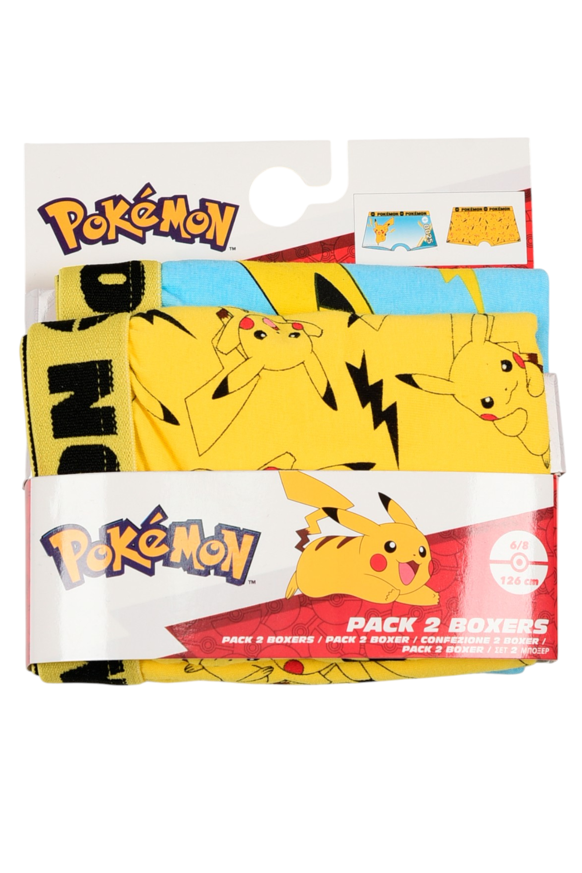 Boxer Set 2 Pezzi Pikachu Pokemon Mutande in Cotone 4/10 Anni - Ez30003/1