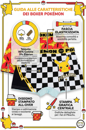 Boxer Set 2 Pezzi Pikachu Pokemon Mutande in Cotone 4/10 Anni - Ez30003/2