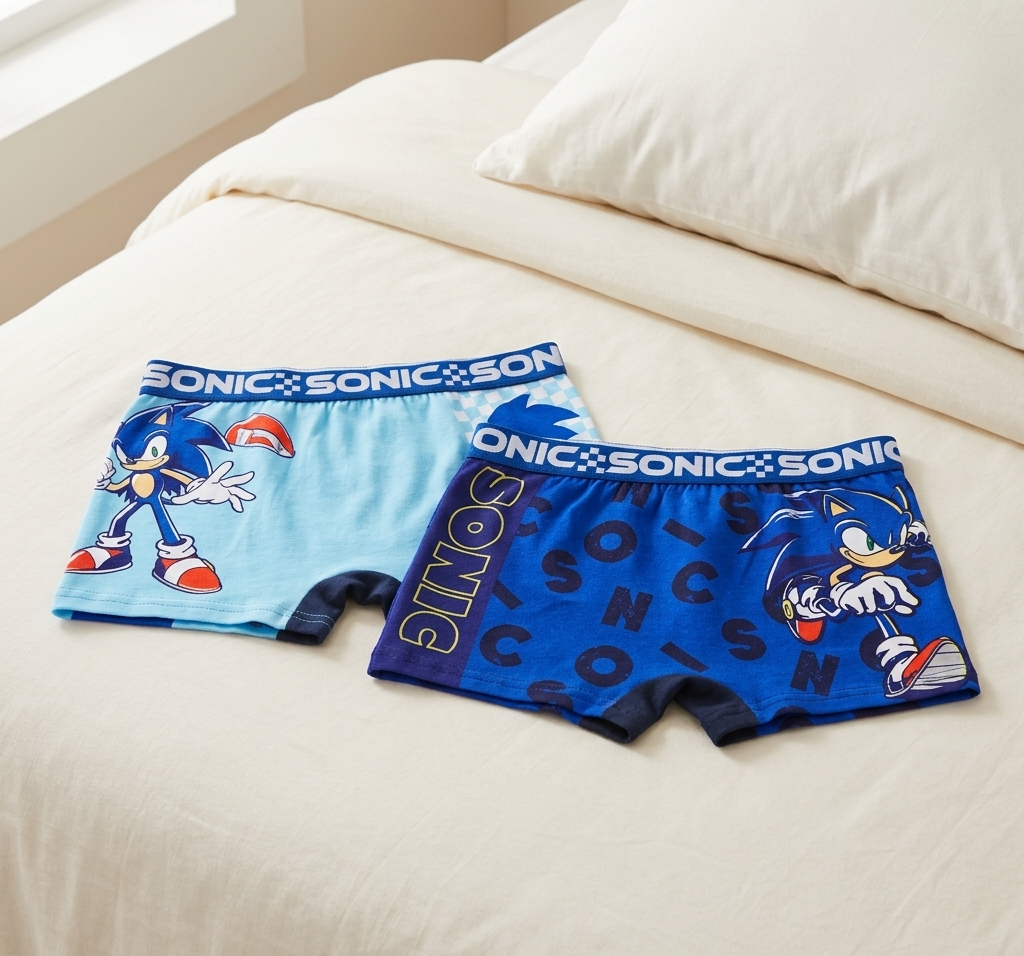 Boxer Set 2 Pezzi Sonic Mutande in Cotone 4/10 Anni - Ez30034/1