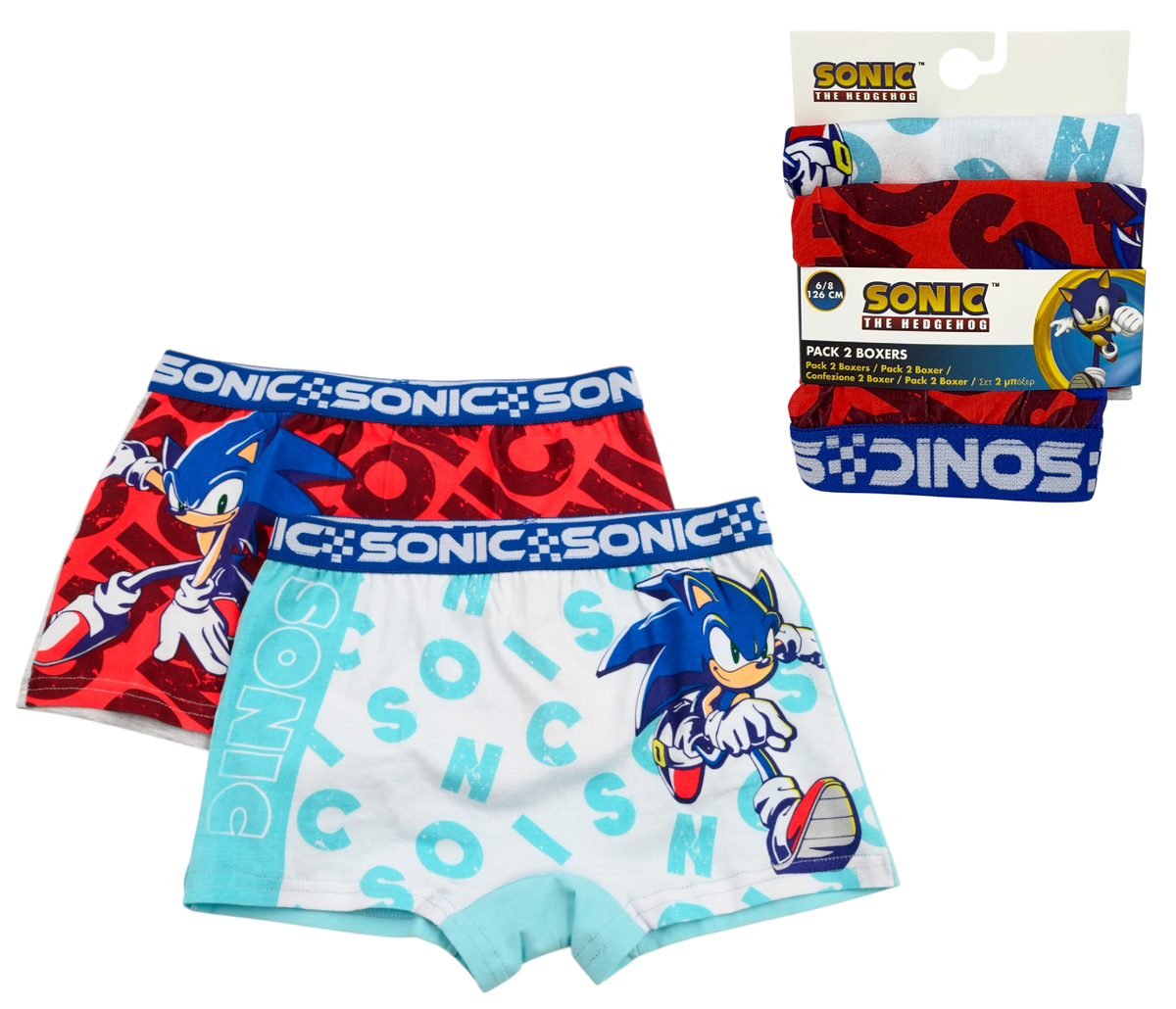 Boxer Set 2 Pezzi Sonic Mutande in Cotone 4/10 Anni - Ez30034/2
