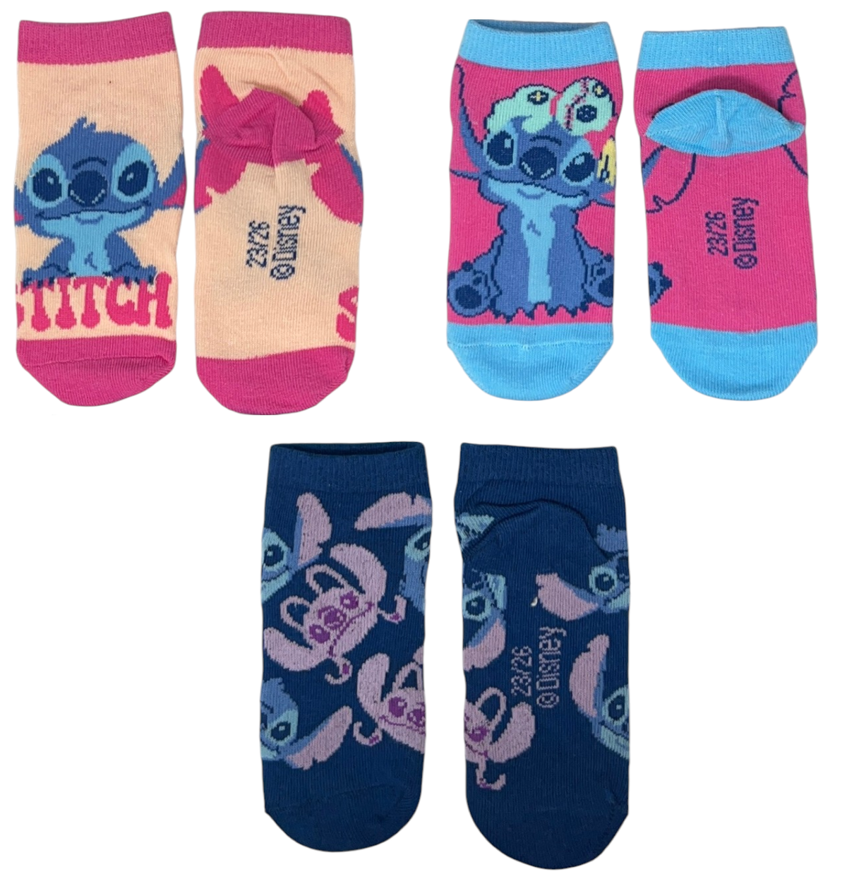 Calzini Stitch DISNEY in Misto Cotone 3 Paia Assortiti 23/34 - Ez06019/2
