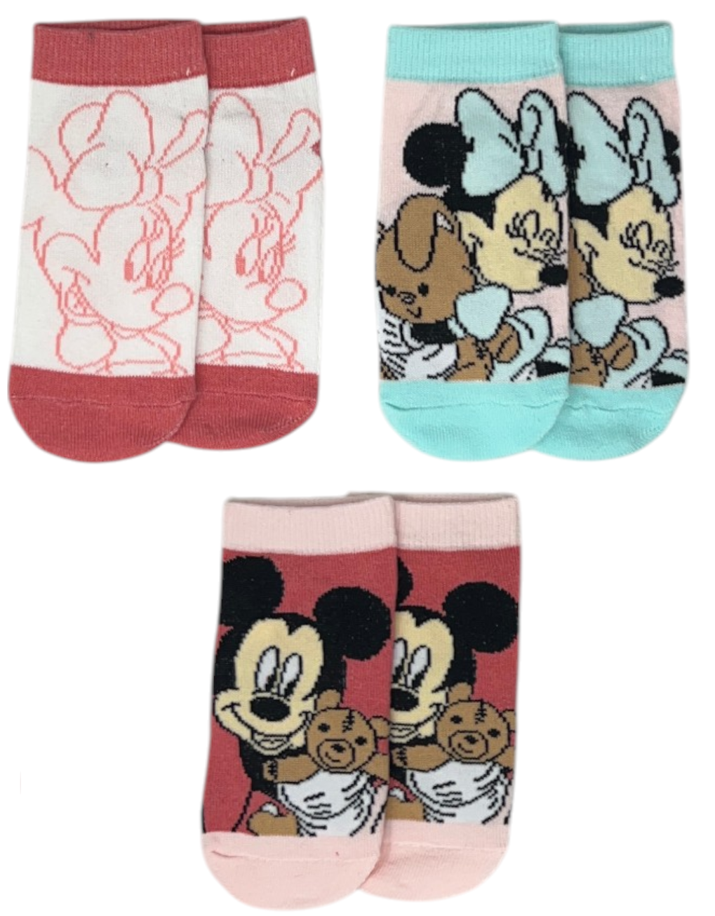 Calzini Minnie DISNEY in Misto Cotone 3 Paia Assortiti 23/34 - Ez06023/1