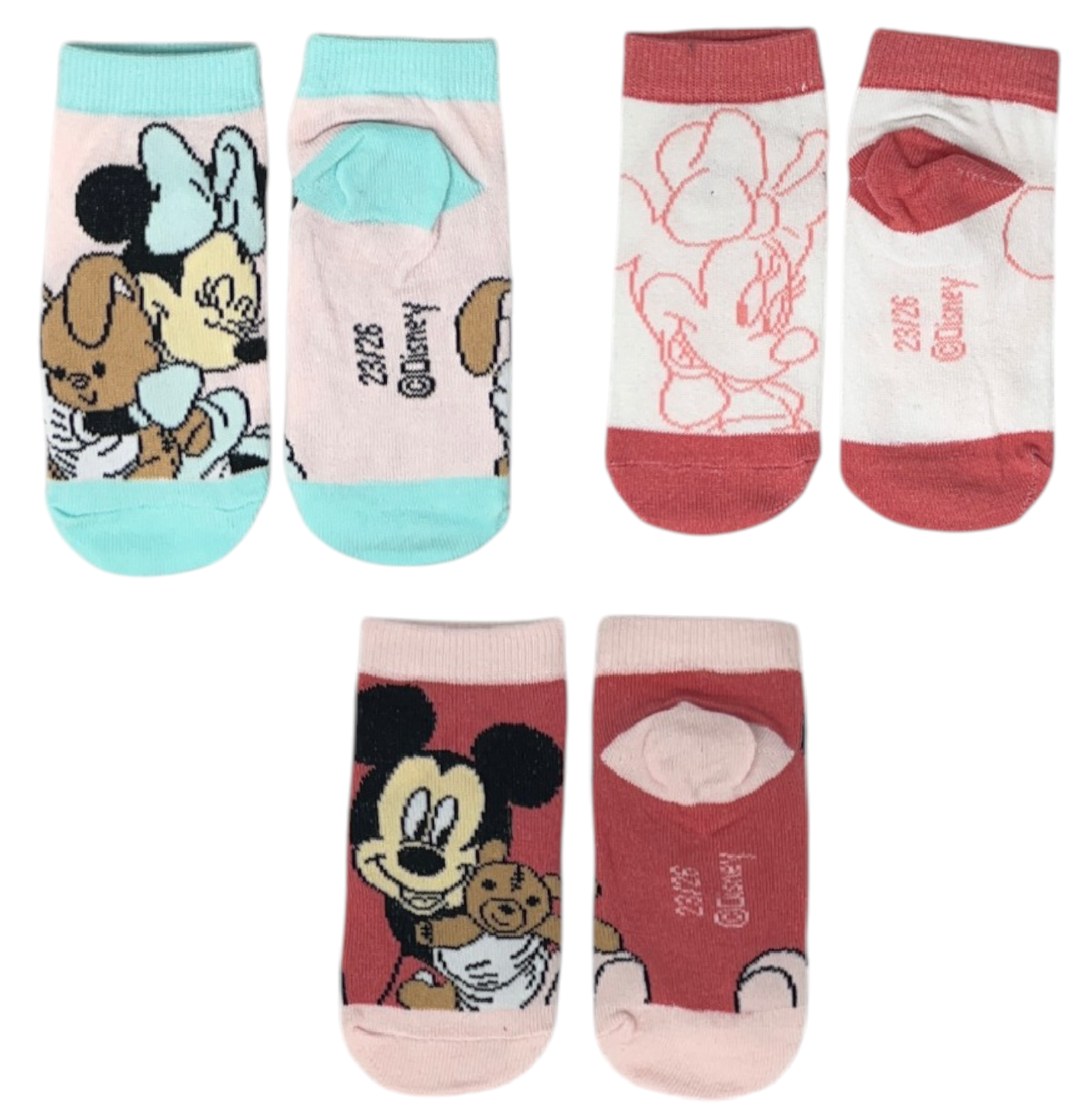 Calzini Minnie DISNEY in Misto Cotone 3 Paia Assortiti 23/34 - Ez06023/1