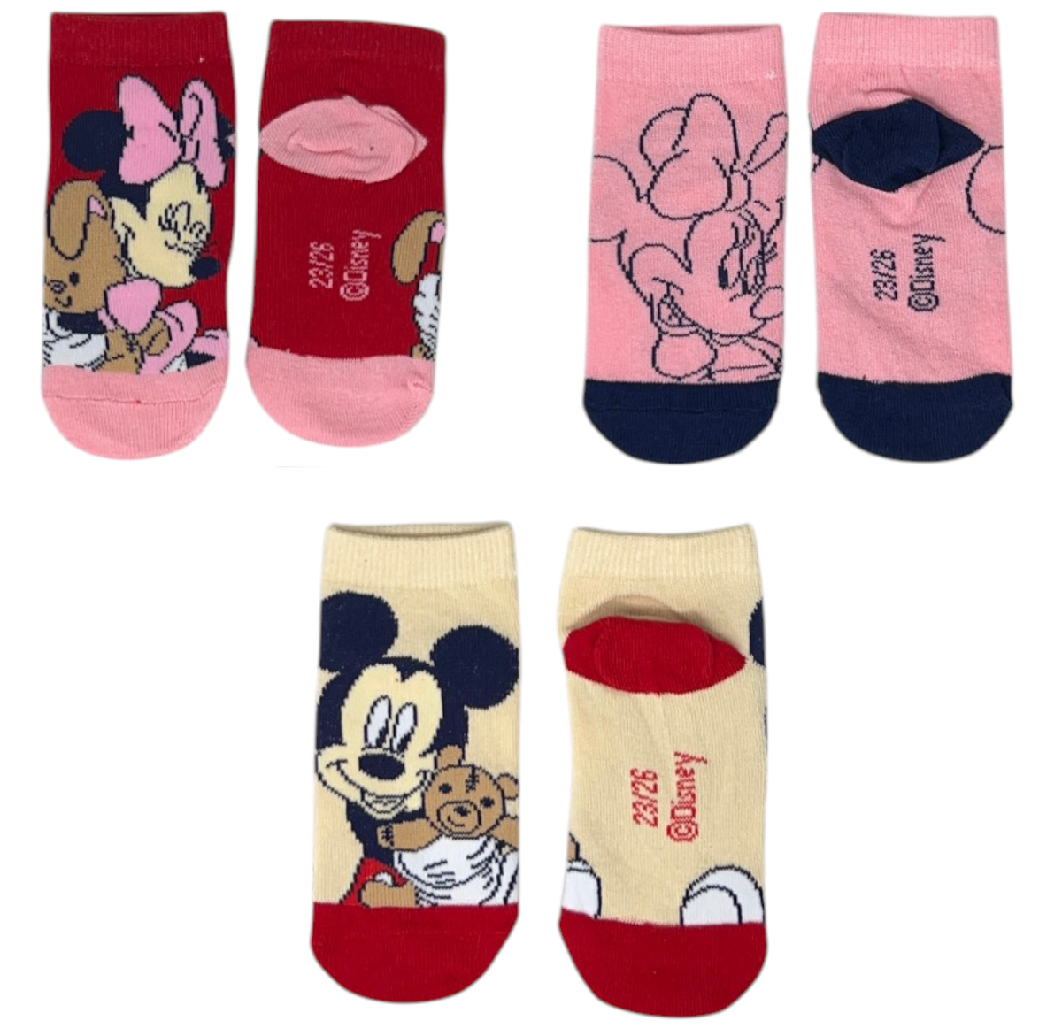 Calzini Minnie DISNEY in Misto Cotone 3 Paia Assortiti 23/34 - Ez06023/2
