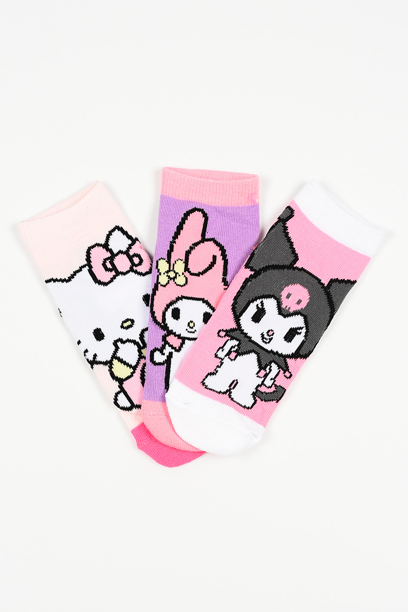 Calzini Hello Kitty Sanrio in Misto Cotone 3 Paia Assortiti 23/34 - Ez06011/1