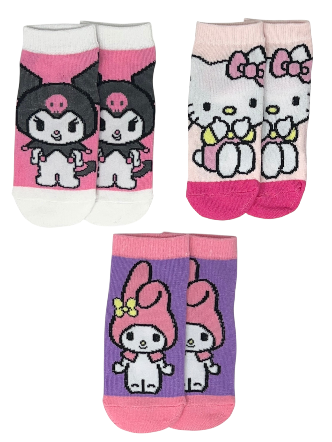 Calzini Hello Kitty Sanrio in Misto Cotone 3 Paia Assortiti 23/34 - Ez06011/1
