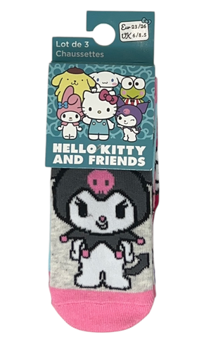 Calzini Hello Kitty Sanrio in Misto Cotone 3 Paia Assortiti 23/34 - Ez06011/2
