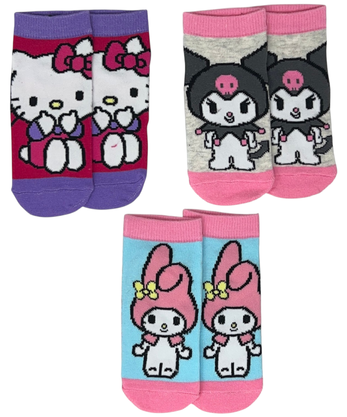 Calzini Hello Kitty Sanrio in Misto Cotone 3 Paia Assortiti 23/34 - Ez06011/2