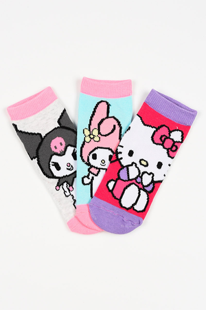 Calzini Hello Kitty Sanrio in Misto Cotone 3 Paia Assortiti 23/34 - Ez06011/2