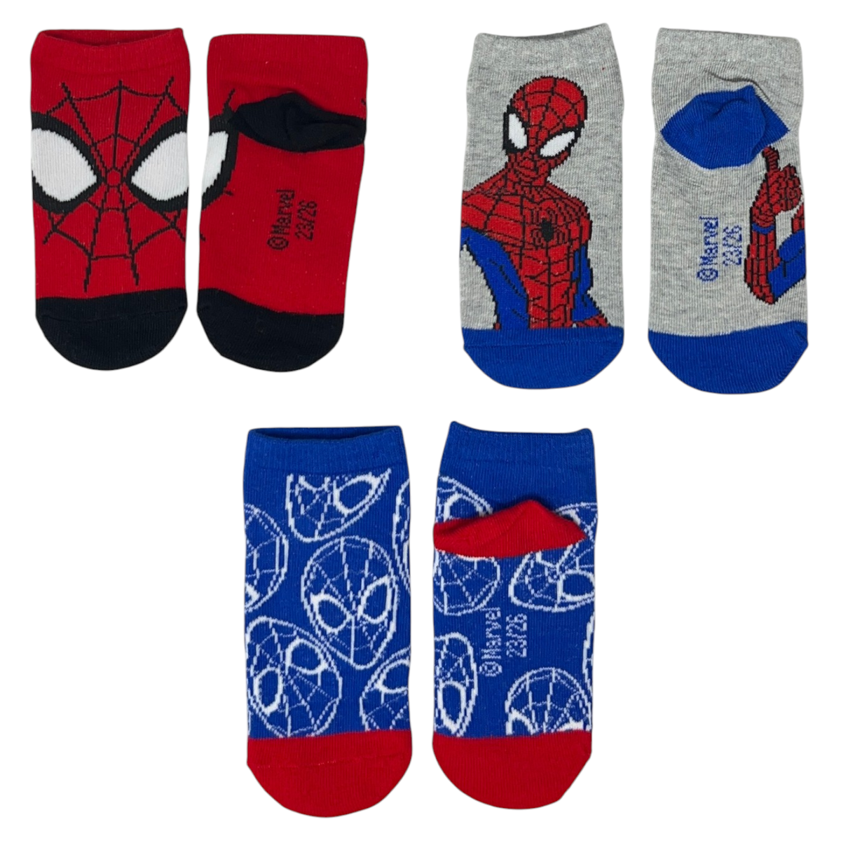 Calzini Spiderman MARVEL in Misto Cotone 3 Paia Assortiti 23/34 - Ez06042/1