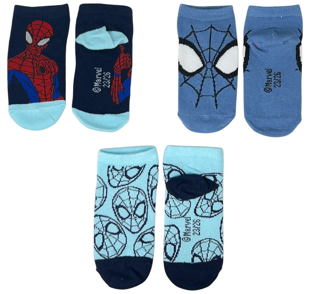 Calzini Spiderman MARVEL in Misto Cotone 3 Paia Assortiti 23/34 - Ez06042/2