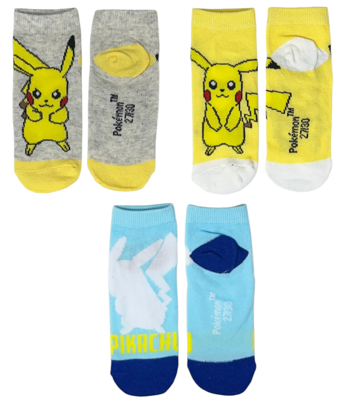 Calzini Pikachu Pokemonl in Misto Cotone 3 Paia Assortiti 27/37 - Ez06034/2