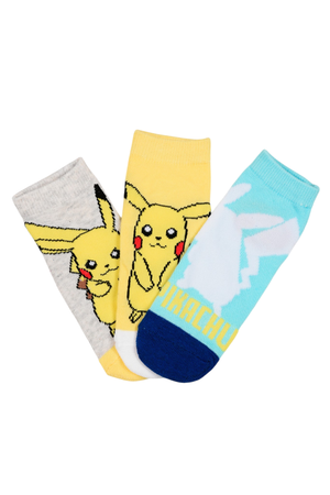Calzini Pikachu Pokemonl in Misto Cotone 3 Paia Assortiti 27/37 - Ez06034/2