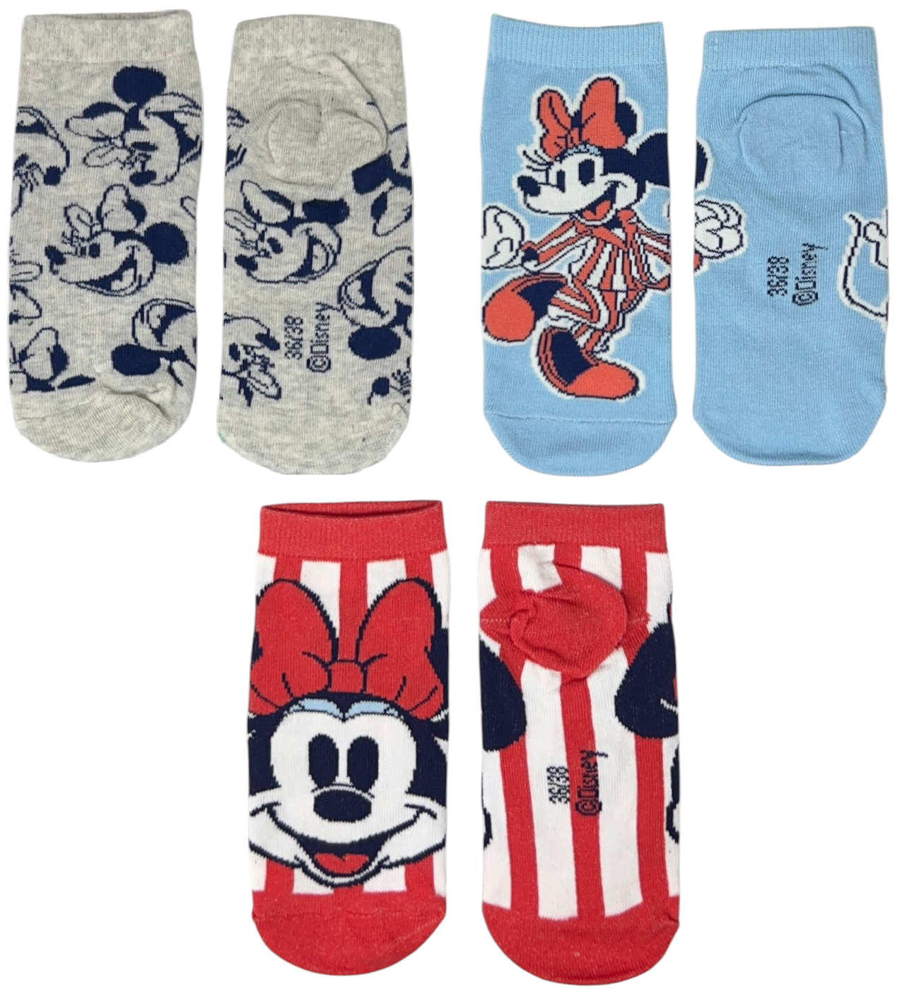 Calzini Minnie DISNEY in Misto Cotone 3 Paia Assortiti Adulto 36/41 - Ez39001/2