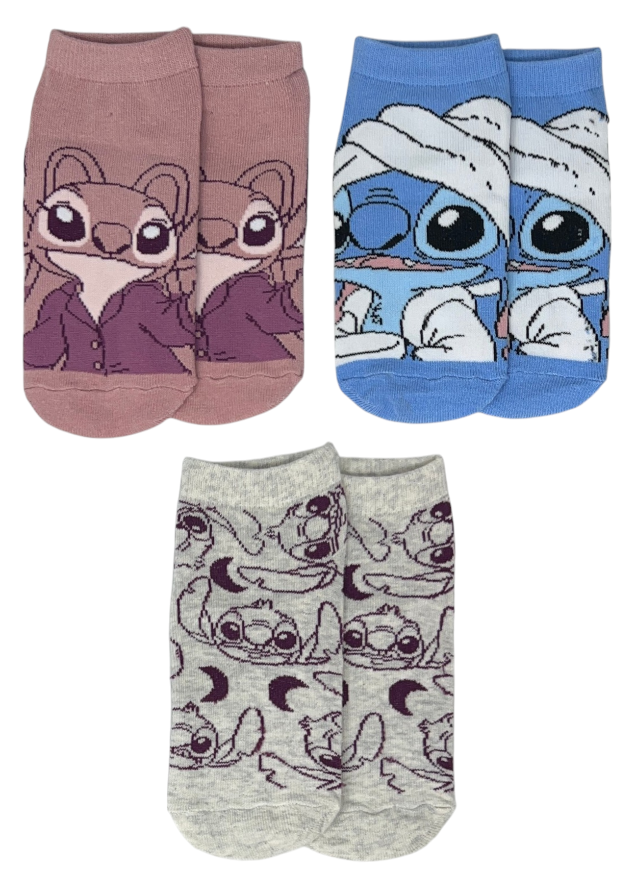 Calzini Stitch DISNEY in Misto Cotone 3 Paia Assortiti Adulto 36/41 - Ez39000/2