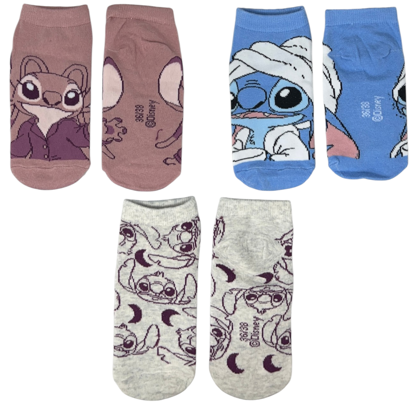 Calzini Stitch DISNEY in Misto Cotone 3 Paia Assortiti Adulto 36/41 - Ez39000/2