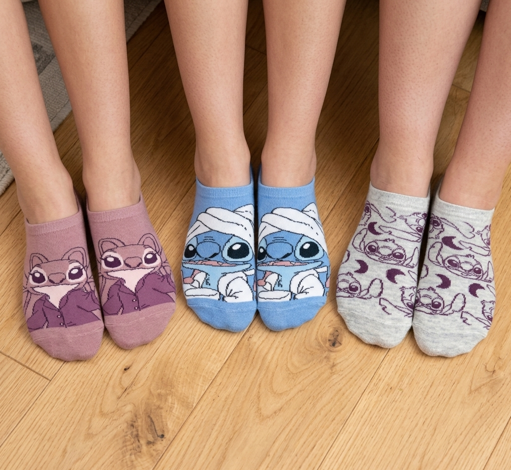 Calzini Stitch DISNEY in Misto Cotone 3 Paia Assortiti Adulto 36/41 - Ez39000/2