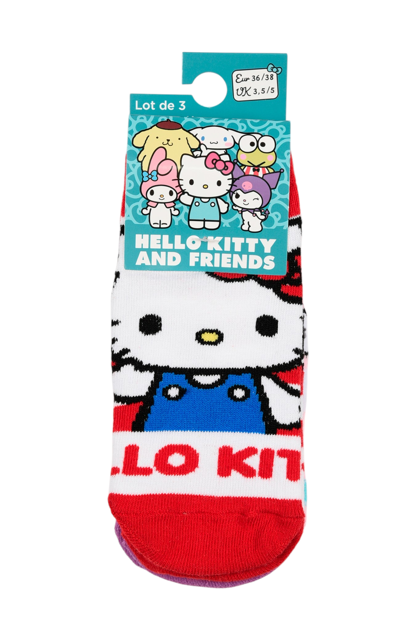 Calzini Hello Kitty Sanrio in Misto Cotone 3 Paia Assortiti Adulto 36/41 - Ez39005/1