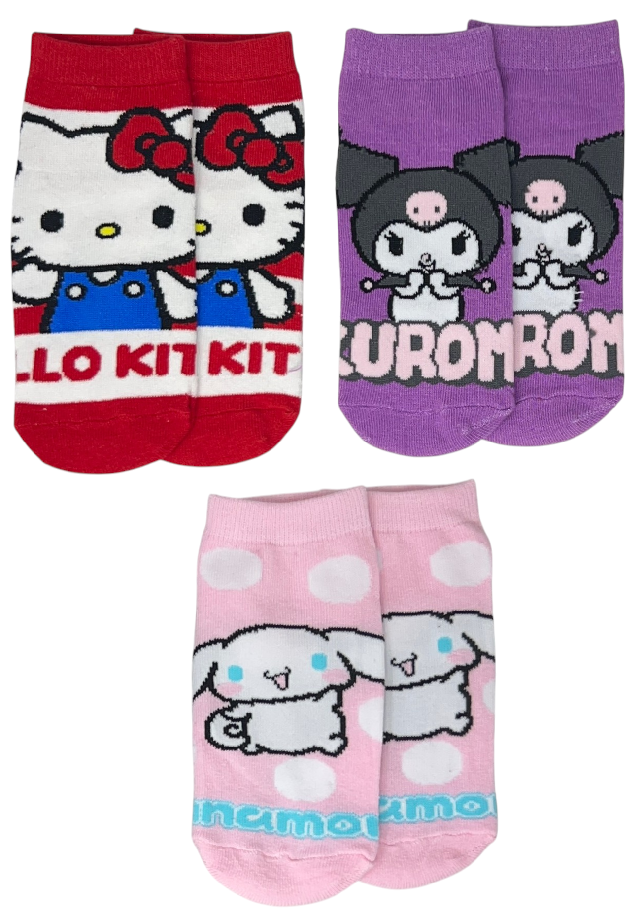 Calzini Hello Kitty Sanrio in Misto Cotone 3 Paia Assortiti Adulto 36/41 - Ez39005/1
