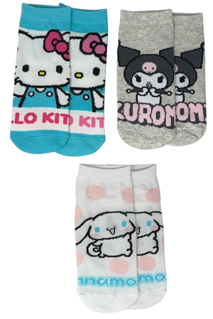 Calzini Hello Kitty Sanrio in Misto Cotone 3 Paia Assortiti Adulto 36/41 - Ez39005/2