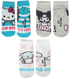 Calzini Hello Kitty Sanrio in Misto Cotone 3 Paia Assortiti Adulto 36/41 - Ez39005/2