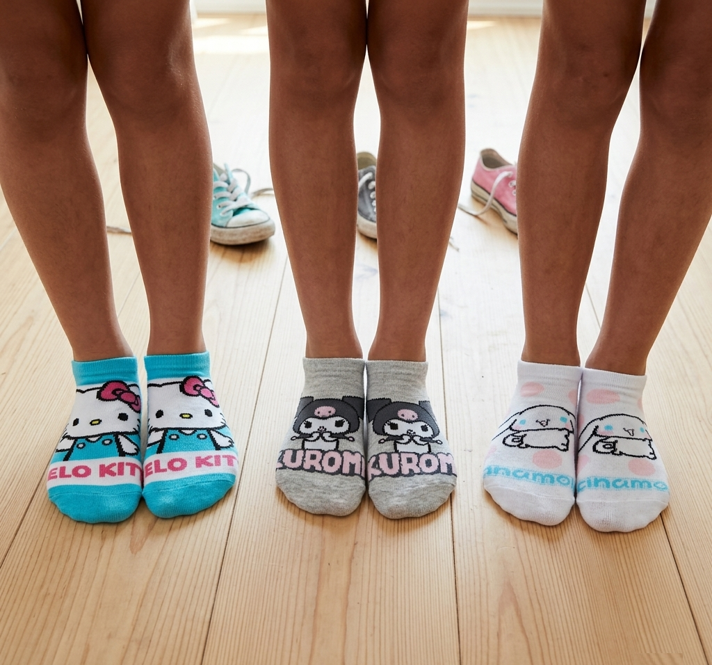 Calzini Hello Kitty Sanrio in Misto Cotone 3 Paia Assortiti Adulto 36/41 - Ez39005/2