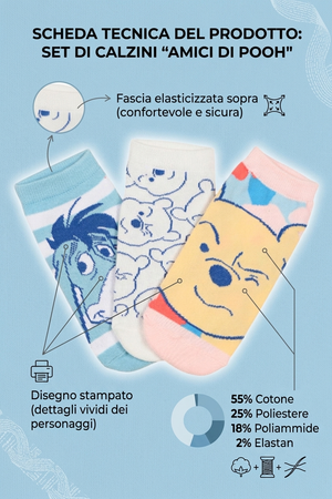 Calzini Winnie the Pooh DISNEY in Misto Cotone 3 Paia Assortiti Adulto 36/41 - Ez39002/1