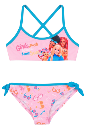 Costume da Bagno Barbie Mattel 2 Pezzi Bikini Mare Top e Slip Bambina - Ez18019rosa