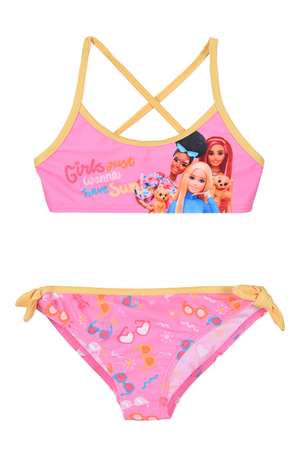 Costume da Bagno Barbie Mattel 2 Pezzi Bikini Mare Top e Slip Bambina - Ez18019fucsia