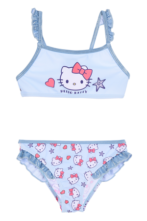 Costume da Bagno Hello Kitty Sanrio 2 Pezzi Bikini Mare Top e Slip Bambina - Ez18210celeste