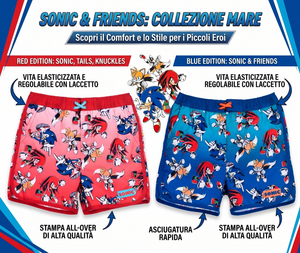 Costume da Bagno Sonic Knuckles Tails Modello Pantaloncini Mare Bermuda Bambini - Ez18148blu