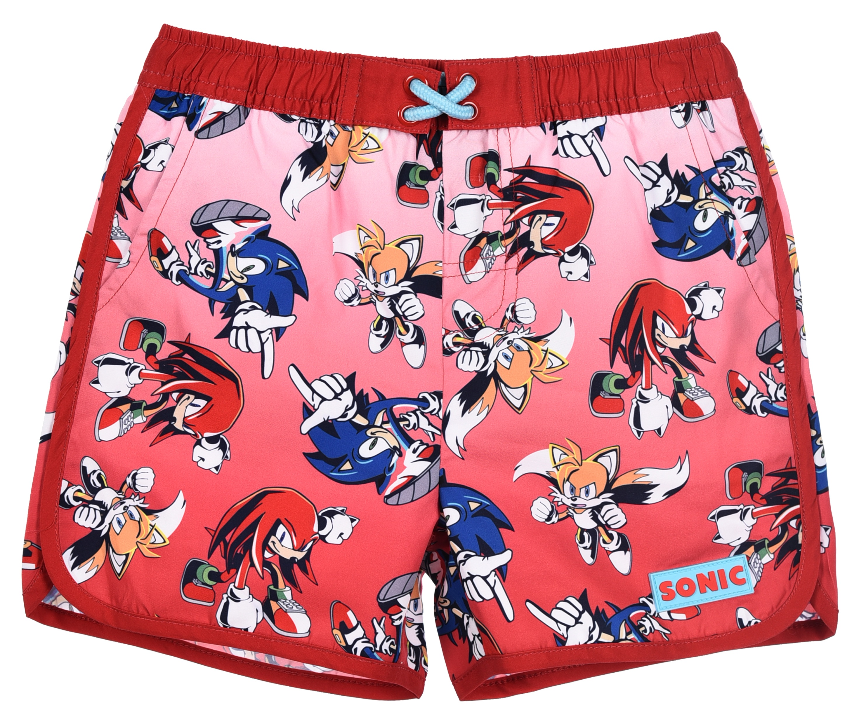 Costume da Bagno Sonic Knuckles Tails Modello Pantaloncini Mare Bermuda Bambini - Ez18148rosso